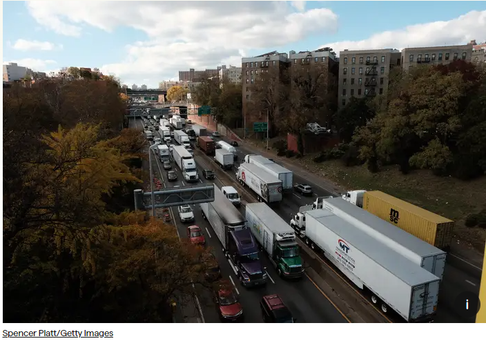 Heavy truck traffic on the Cross Bronx Expressway
