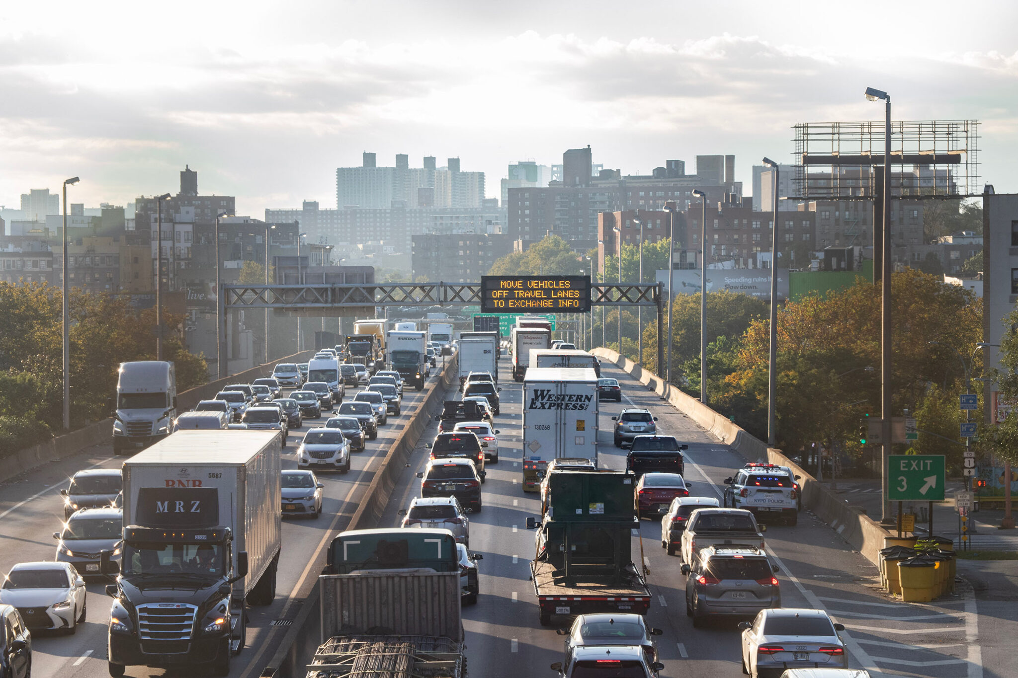 Heavy traffic on the Cross Bronx Expressway